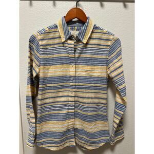 Wildfang Top Womens XS Linen Blend Ace Collection Long Sleeve Button Down Blue